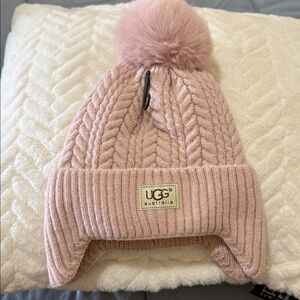 UGG Pink Pom-Pom Beanie adult size